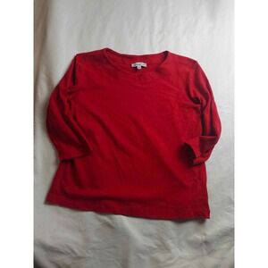 Southern‎ Lady Red 3/4 Sleeve Knit Top Crew Neck Size M Style